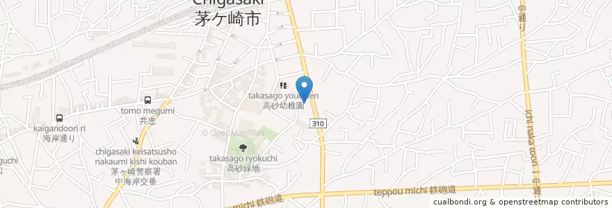 Mapa de ubicacion de 茅ヶ崎海岸郵便局 en Japan, Präfektur Kanagawa, 茅ヶ崎市.