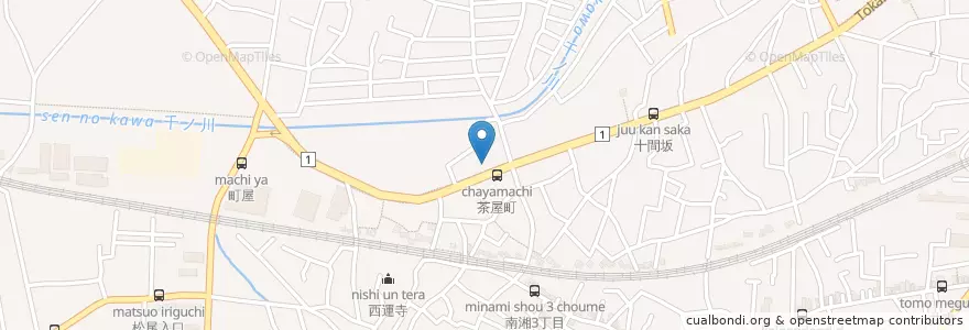 Mapa de ubicacion de 茅ヶ崎茶屋町郵便局 en Japón, Prefectura De Kanagawa, 茅ヶ崎市.