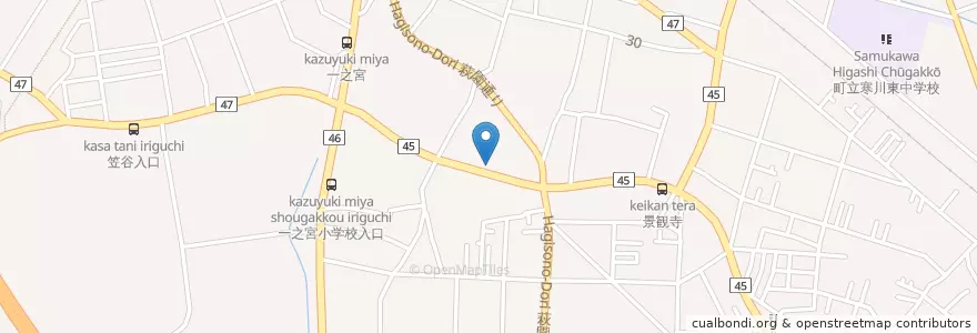 Mapa de ubicacion de 茅ヶ崎警察署寒川交番 en 일본, 가나가와현, 高座郡, 寒川町.