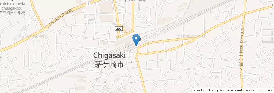Mapa de ubicacion de 茅ヶ崎警察署茅ヶ崎駅南口交番 en Jepun, 神奈川県, 茅ヶ崎市.