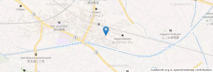 Mapa de ubicacion de 菅保育園 en اليابان, كاناغاوا, 川崎市, 多摩区.