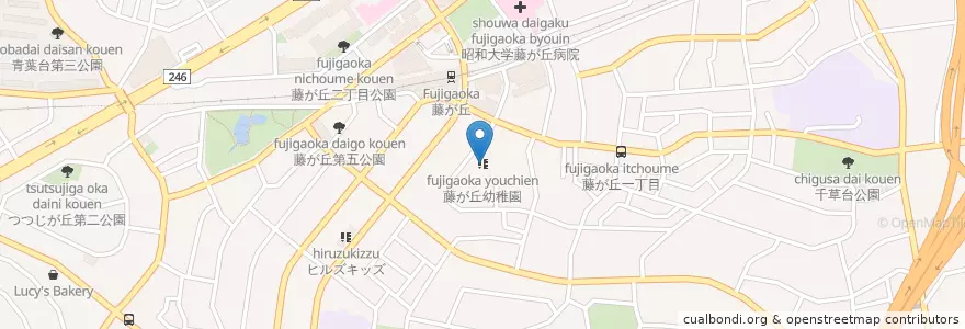 Mapa de ubicacion de 藤が丘幼稚園 en Japan, 神奈川県, Yokohama, 青葉区.