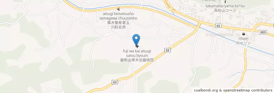 Mapa de ubicacion de 藤和会厚木佐藤病院 en Japan, Präfektur Kanagawa, 厚木市.