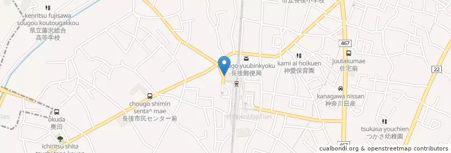 Mapa de ubicacion de 藤沢北警察署長後駅前交番 en Japon, Préfecture De Kanagawa, 藤沢市.