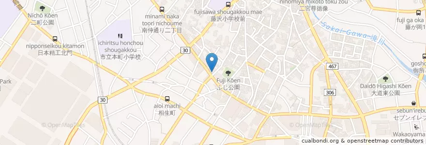 Mapa de ubicacion de 藤沢南仲通郵便局 en Japan, Präfektur Kanagawa, 藤沢市.