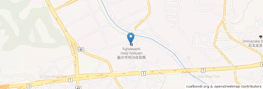 Mapa de ubicacion de 藤沢市明治保育園 en Japan, Präfektur Kanagawa, 藤沢市.