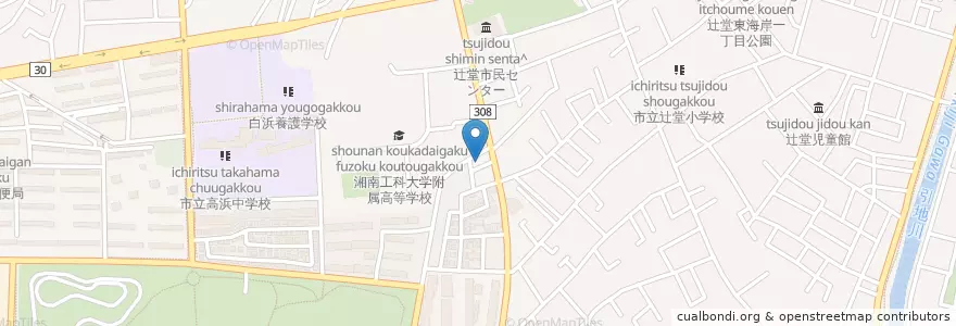 Mapa de ubicacion de 藤沢東海岸郵便局 en Giappone, Prefettura Di Kanagawa, 藤沢市.