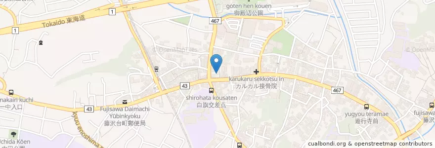 Mapa de ubicacion de 藤沢警察署本町白旗交番 en 日本, 神奈川県, 藤沢市.