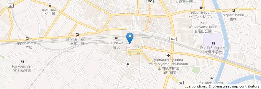 Mapa de ubicacion de 藤沢警察署藤沢駅南口交番 en Japão, 神奈川県, 藤沢市.