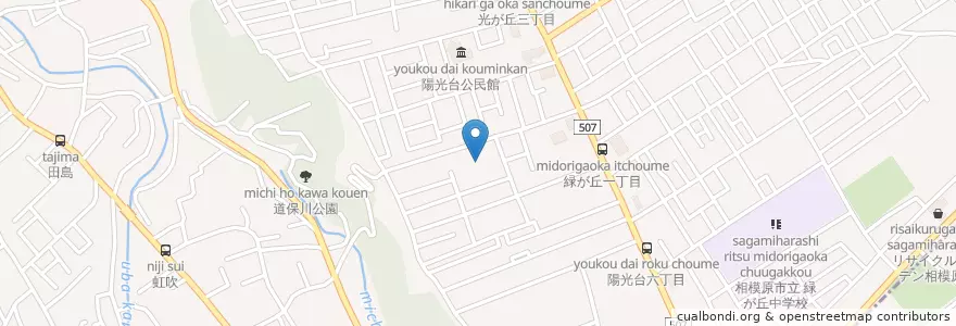 Mapa de ubicacion de 虹ケ丘幼稚園 en 일본, 가나가와현, 相模原市, 中央区.