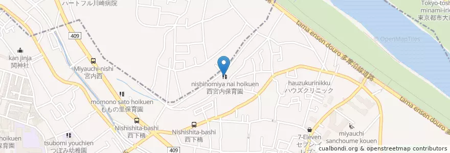 Mapa de ubicacion de 西宮内保育園 en Japón, Prefectura De Kanagawa, Kawasaki.