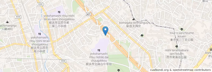 Mapa de ubicacion de 西寺尾保育園 en Japonya, 神奈川県, 横浜市, 神奈川区.
