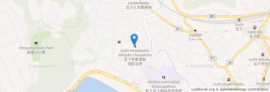 Mapa de ubicacion de 逗子警察署新宿駐在所 en Giappone, Prefettura Di Kanagawa, 逗子市.