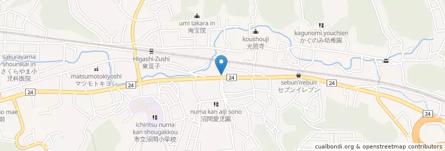 Mapa de ubicacion de 逗子警察署沼間交番 en Japan, Präfektur Kanagawa, 逗子市.