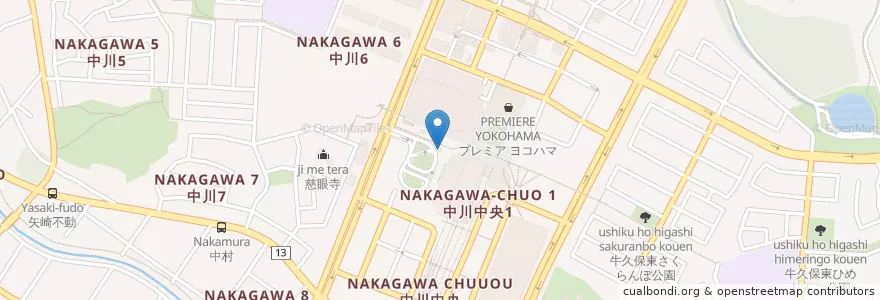 Mapa de ubicacion de 都筑警察署 センター北駅前交番 en ژاپن, 神奈川県, 横浜市, 都筑区.