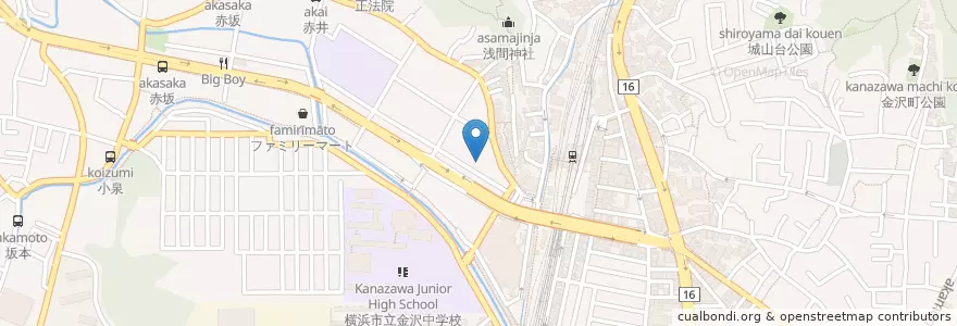 Mapa de ubicacion de 金沢文庫駅前郵便局 en Japan, Präfektur Kanagawa, Yokohama, 金沢区.