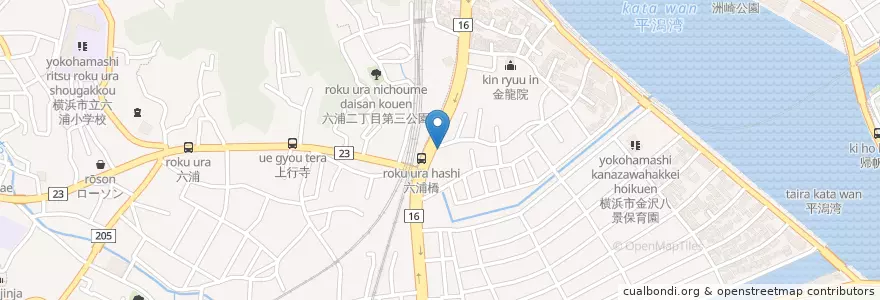 Mapa de ubicacion de 金沢警察署六浦交番 en Japan, Kanagawa Prefecture, Yokohama, Kanazawa Ward.