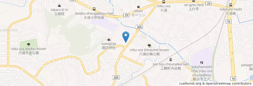 Mapa de ubicacion de 金沢警察署六浦川交番 en Japan, 神奈川県, Yokohama, 金沢区.