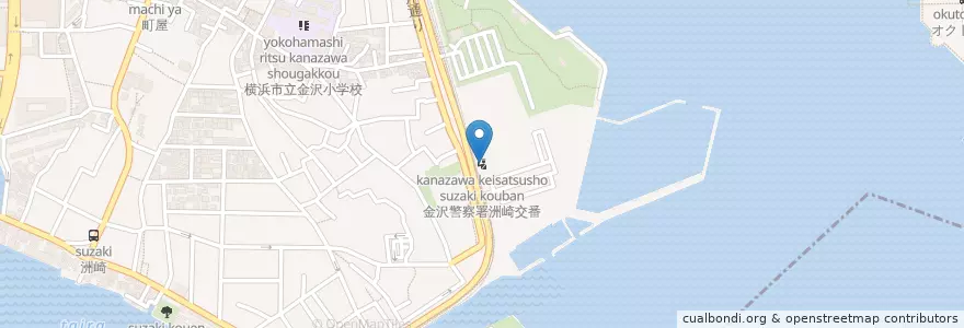 Mapa de ubicacion de 金沢警察署洲崎交番 en 일본, 가나가와현, 요코하마시, 金沢区.