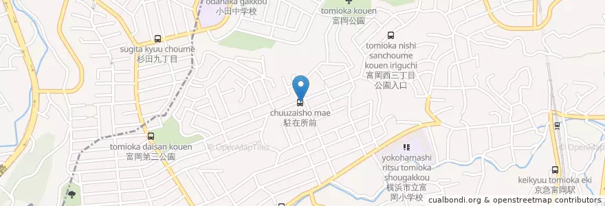 Mapa de ubicacion de 金沢警察署西富岡駐在所 en 日本, 神奈川県, 横浜市, 金沢区.