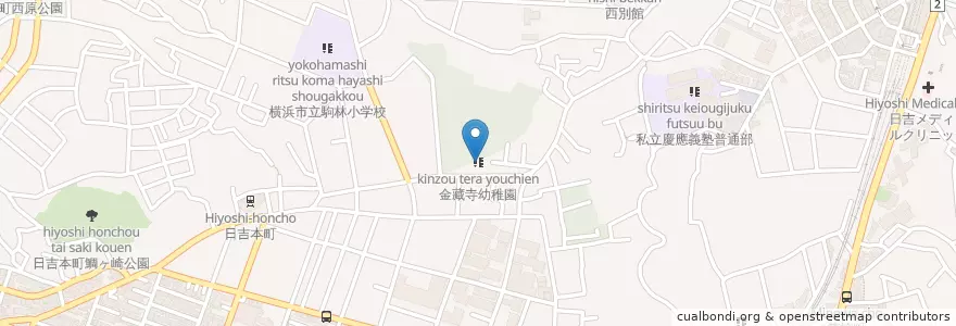 Mapa de ubicacion de 金藏寺幼稚園 en 일본, 가나가와현, 요코하마시, 港北区.