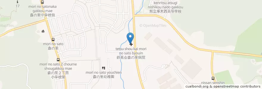 Mapa de ubicacion de 鉄蕉会森の里病院 en Japonya, 神奈川県, 厚木市.