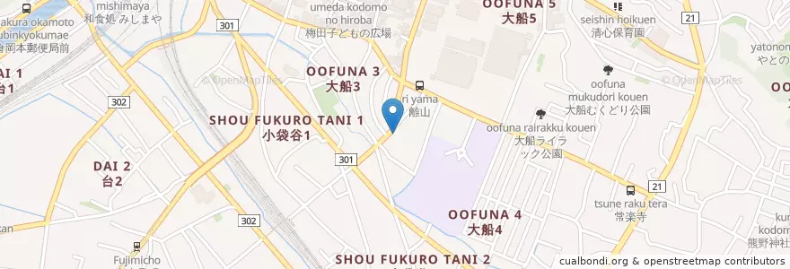 Mapa de ubicacion de 鎌倉大船三郵便局 en Japan, Kanagawa Prefecture, Kamakura.