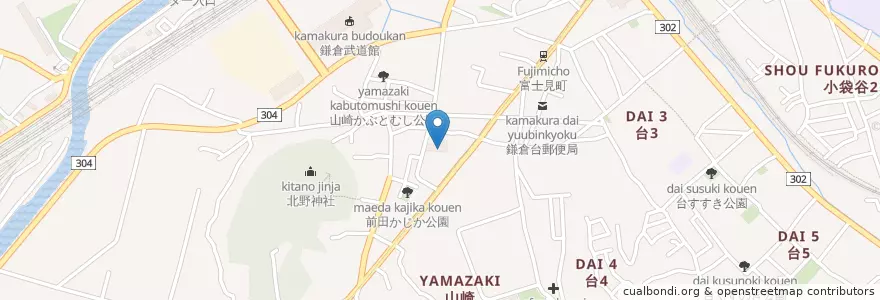Mapa de ubicacion de 鎌倉市立山崎保育園 en 일본, 가나가와현, 鎌倉市.