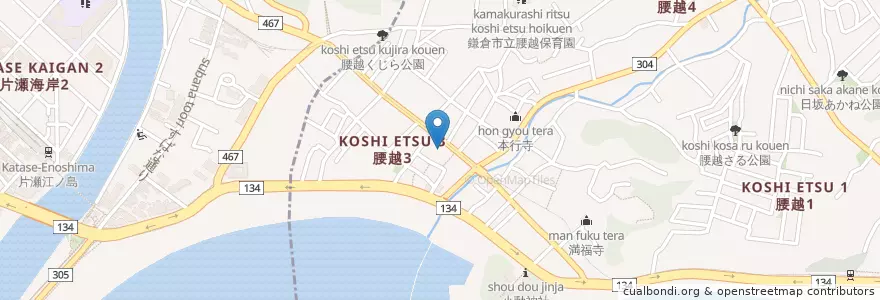 Mapa de ubicacion de 鎌倉警察署腰越交番 en 日本, 神奈川県, 鎌倉市.
