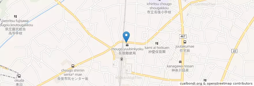 Mapa de ubicacion de 長後郵便局 en Japan, Präfektur Kanagawa, 藤沢市.