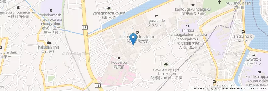 Mapa de ubicacion de 関東学院大学（経済学部・理工学部） en 日本, 神奈川県, 横浜市.