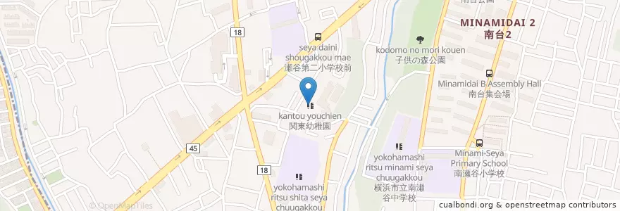 Mapa de ubicacion de 関東幼稚園 en 일본, 가나가와현, 요코하마시, 瀬谷区.