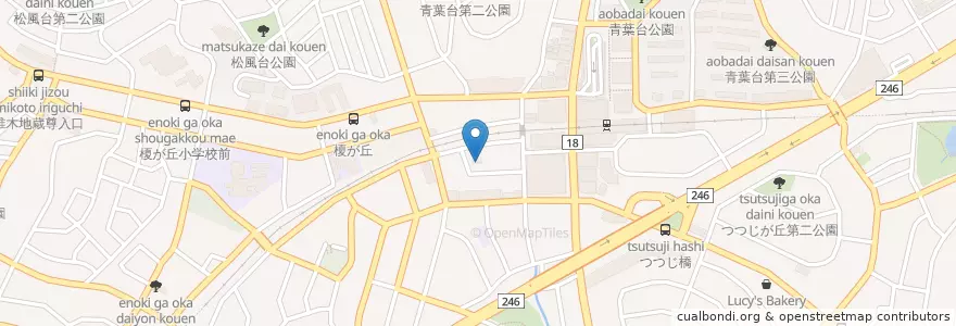 Mapa de ubicacion de 青葉台駅前郵便局 en Japon, Préfecture De Kanagawa, 横浜市, 青葉区.