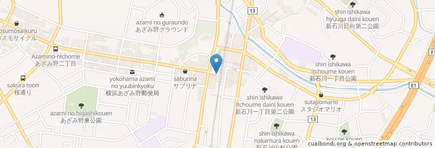 Mapa de ubicacion de 青葉警察署あざみ野駅前交番 en Japão, 神奈川県, 横浜市, 青葉区.