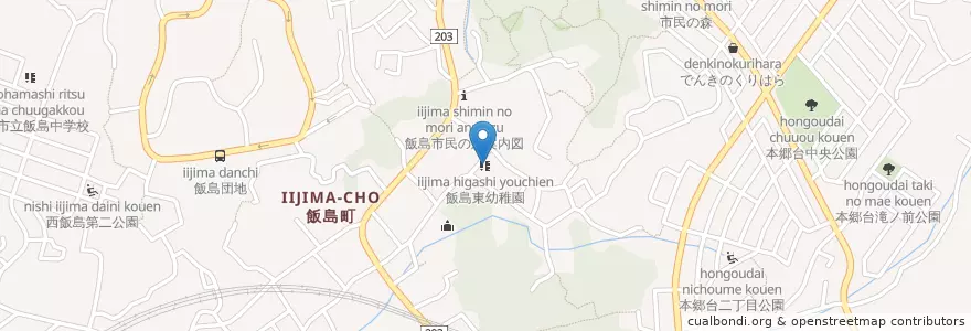Mapa de ubicacion de 飯島東幼稚園 en Japón, Prefectura De Kanagawa, Yokohama, 栄区.