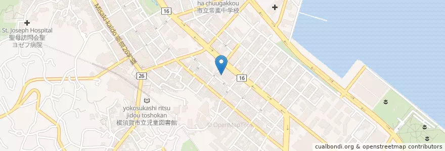 Mapa de ubicacion de 駐留軍等労働者労務管理機構横須賀支部 en 일본, 가나가와현, 横須賀市.