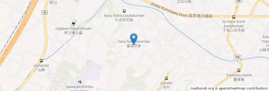 Mapa de ubicacion de 高津警察署久末交番 en Japon, Préfecture De Kanagawa, Kawasaki, 高津区.