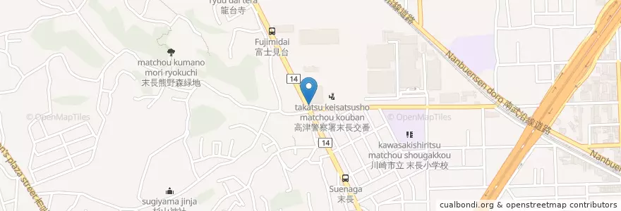 Mapa de ubicacion de 高津警察署末長交番 en Japón, Prefectura De Kanagawa, Kawasaki, 高津区.