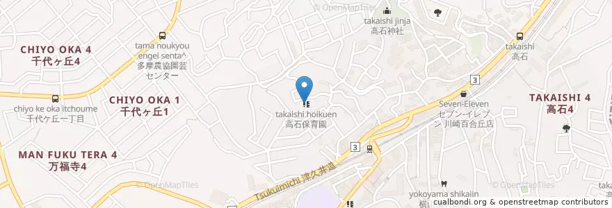 Mapa de ubicacion de 高石保育園 en Japan, Präfektur Kanagawa, 川崎市, 麻生区.