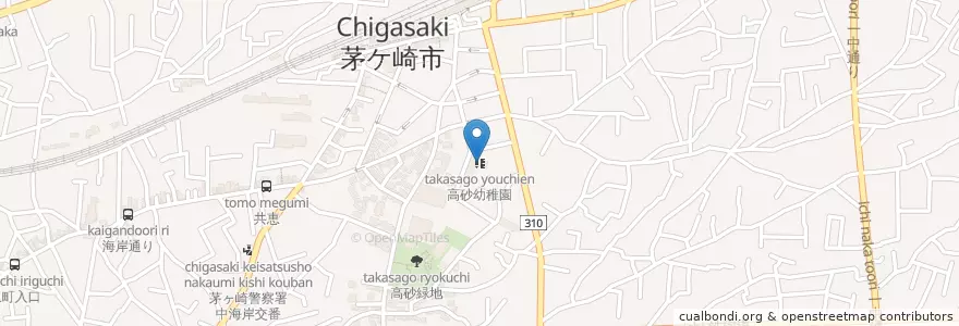 Mapa de ubicacion de 高砂幼稚園 en Japonya, 神奈川県, 茅ヶ崎市.