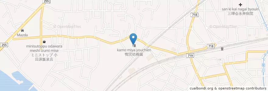 Mapa de ubicacion de 鴨宮幼稚園 en Япония, Канагава, Одавара.