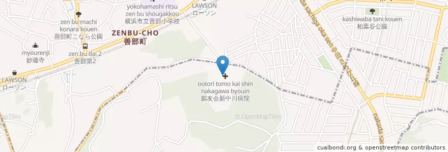 Mapa de ubicacion de 鵬友会新中川病院 en 日本, 神奈川県, 横浜市, 旭区.