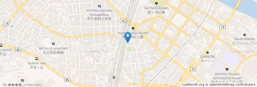 Mapa de ubicacion de 鶴見ひなづる幼稚園 en Japonya, 神奈川県, 横浜市, 鶴見区.