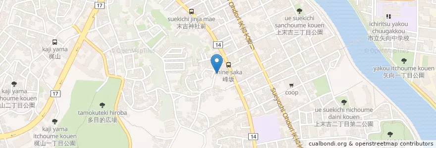 Mapa de ubicacion de 鶴見双葉幼稚園 en Japonya, 神奈川県, 横浜市, 鶴見区.