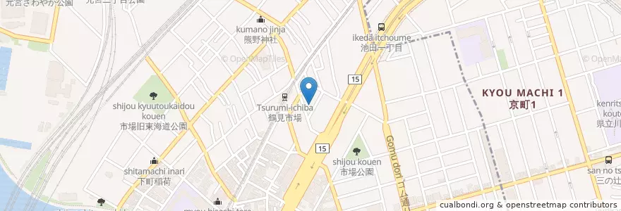 Mapa de ubicacion de 鶴見市場郵便局 en Japan, 神奈川県, Yokohama, 鶴見区.