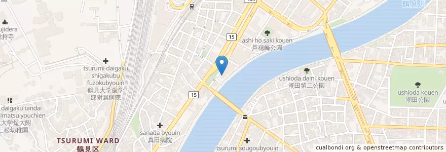 Mapa de ubicacion de 鶴見社会保険事務所 en Japan, 神奈川県, Yokohama, 鶴見区.