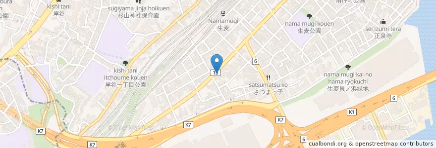 Mapa de ubicacion de 鶴見警察署原交番 en Japan, Kanagawa Prefecture, Yokohama, Tsurumi Ward.