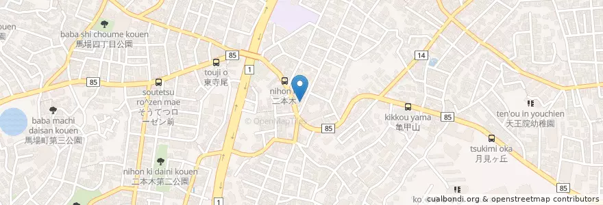 Mapa de ubicacion de 鶴見警察署東寺尾交番 en 일본, 가나가와현, 요코하마시, 鶴見区.