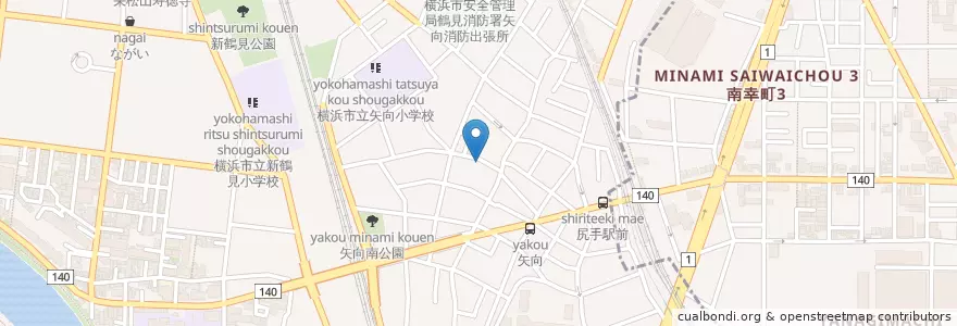 Mapa de ubicacion de 鶴見警察署矢向交番 en 일본, 가나가와현, 요코하마시, 鶴見区.