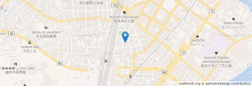 Mapa de ubicacion de 鶴見駅前郵便局 en Jepun, 神奈川県, 横浜市, 鶴見区.